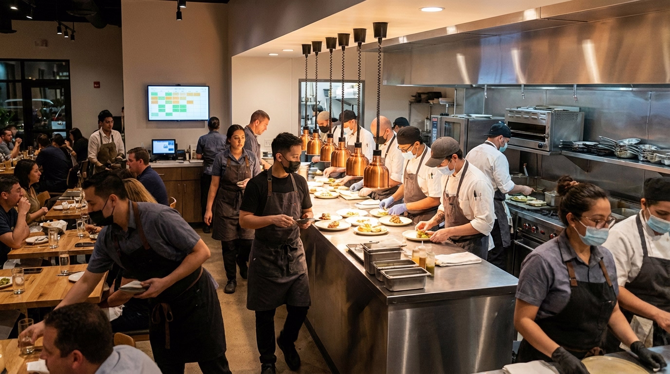 Restaurant schedules coordinate servers, cooks, and staff across split shifts to cover peak hours. Learn how restaurant scheduling works, why turnover averages 75-80% annually, and how labor costs hit 30% of revenue.