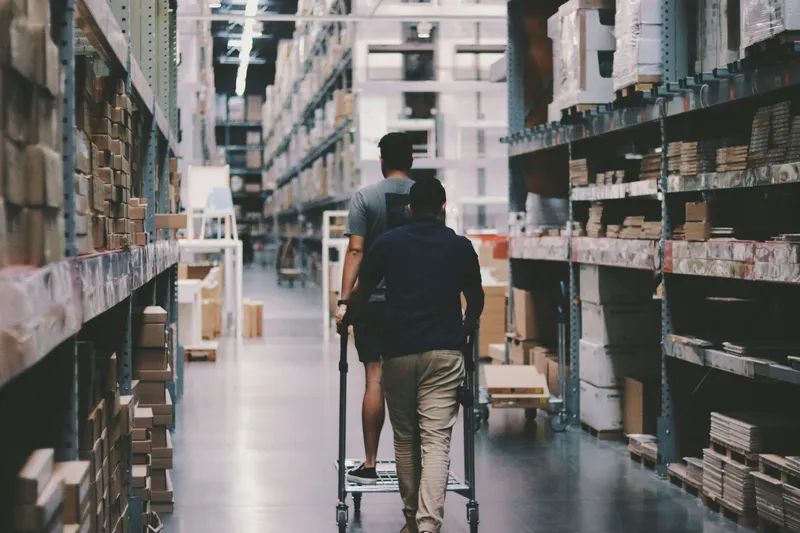 Warehouse worker during second shift operations