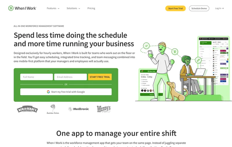 When I Work scheduling and time clock homepage